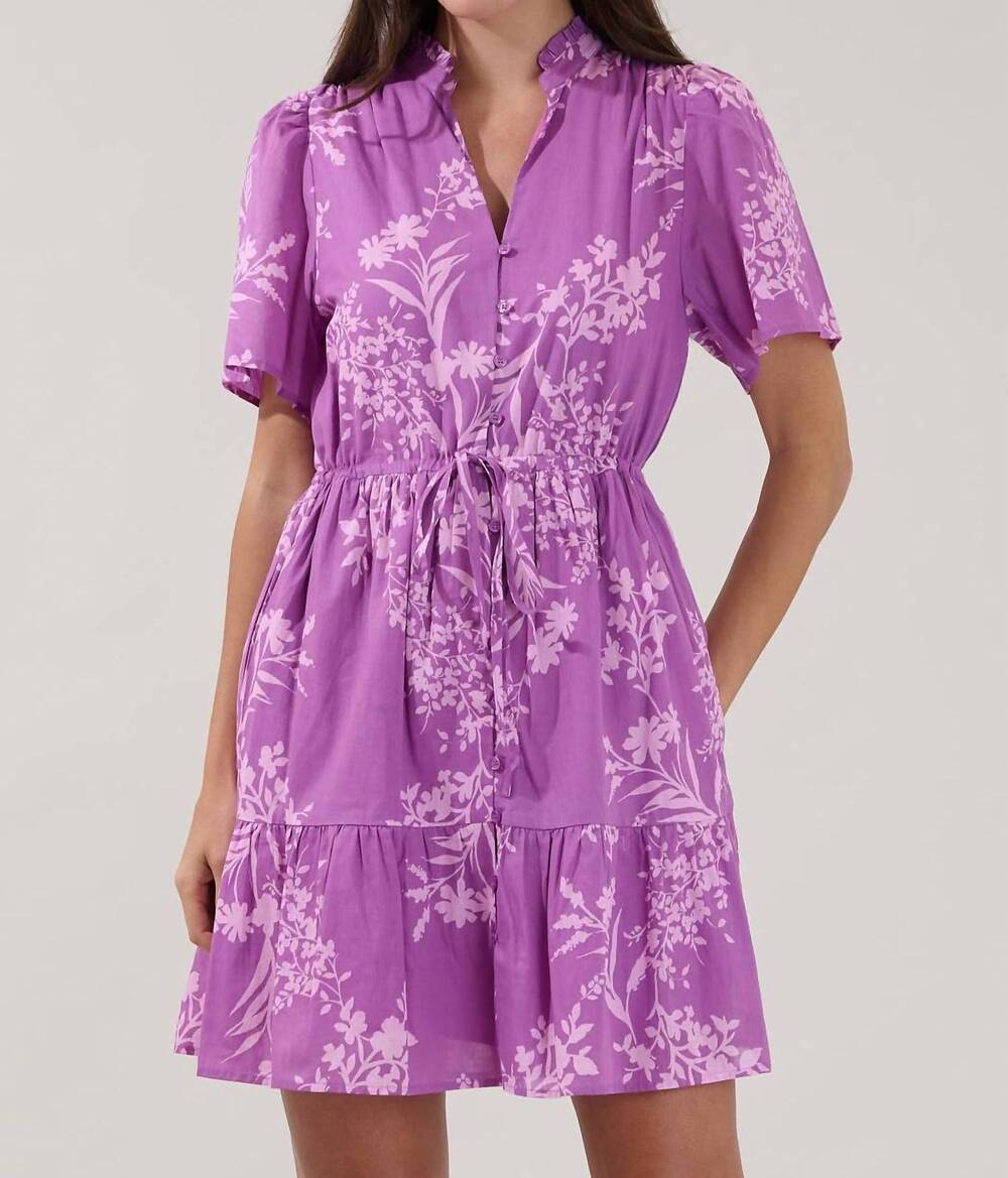 NEW SUGARLIPS amo button up mini dress in orchid lavender